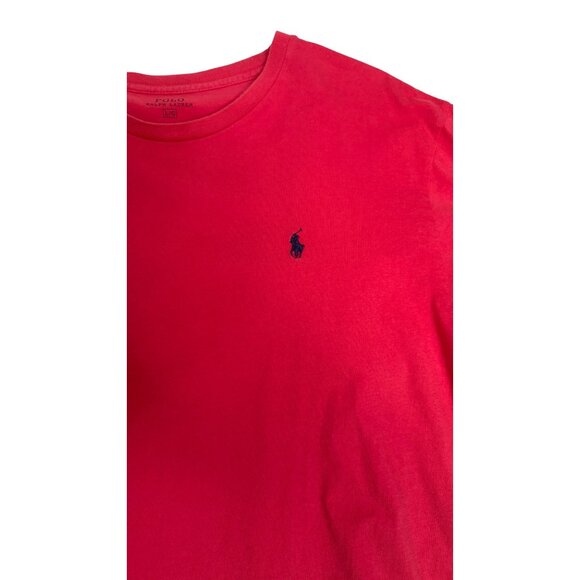 2/$30 Polo Ralph Lauren Large Mens Red Cotton T-Shirt Crew Neck Logo Embroidery - Picture 4 of 9